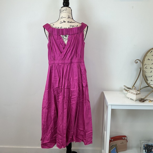 Maeve Magenta Midi Dress Elastic Waist Casual Sleeveless XL - Picture 6 of 7